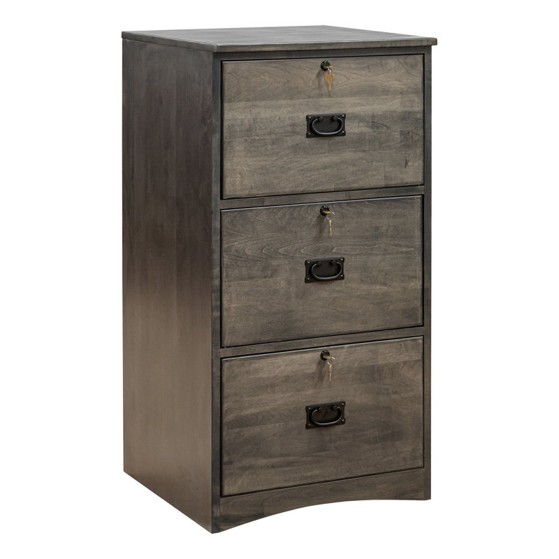 Derman 21'' Wide 3 -Drawer Solid Wood File Cabinet, Smoke