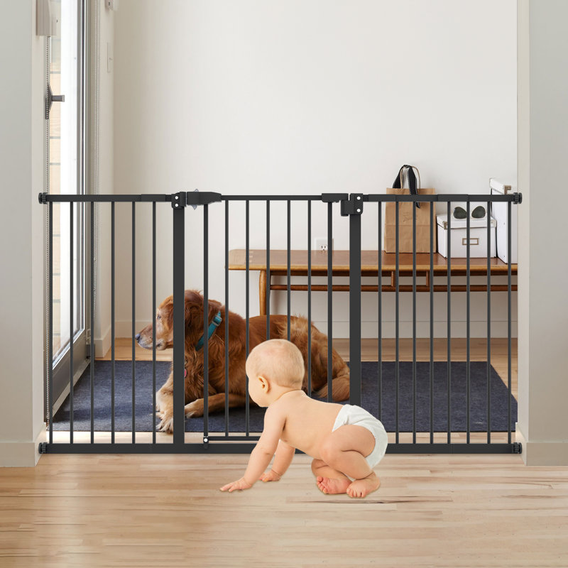 Barrière de sécurité pour bébé très large pour portes d'escalier, 29 po à 58 po de large, barrière de sécurité à fermeture automatique pour chien