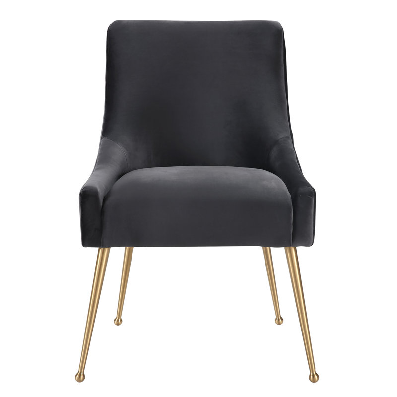 48.3cm H Velvet Upholstered Side Chair, Grey