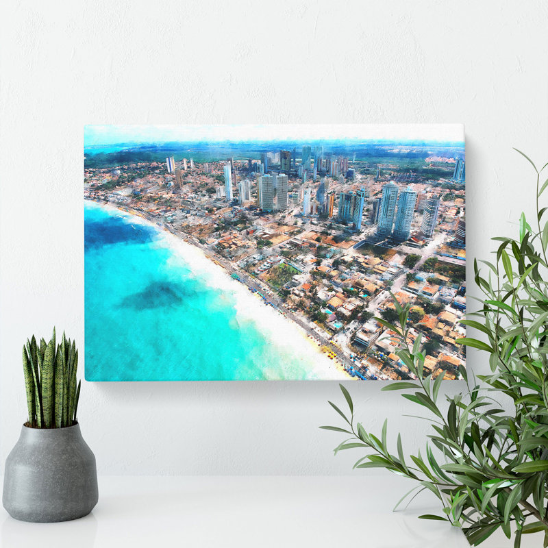 Skyline of Ponta Negra in Brazil - Wrapped Canvas, 35cm H x 50cm W x 3cm D