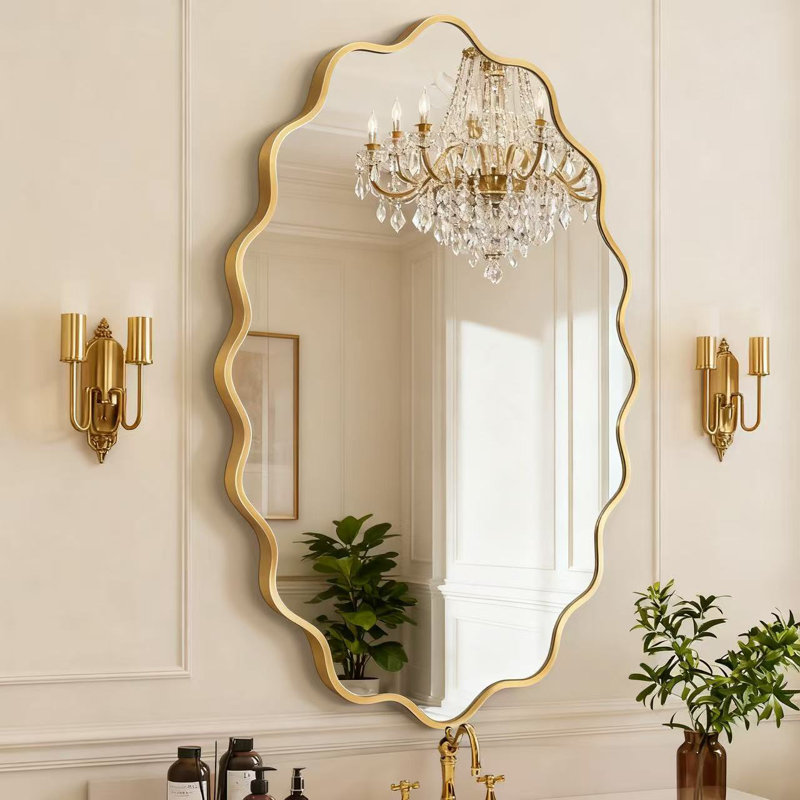 Modern Decorative Wall Mirror, Distortion-Free Glass, Rust-Resistant Frame, Easy Installation, Elegant Accent Mirror for Bathroom, Bedroom, Living Room & Entryway Home Décor