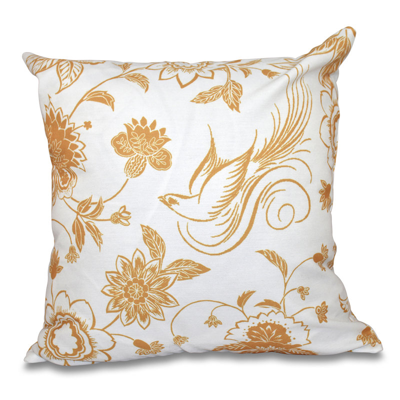 Housse de coussin d'extérieur carré Botanical Blooms, 18 po x 18 po, Or