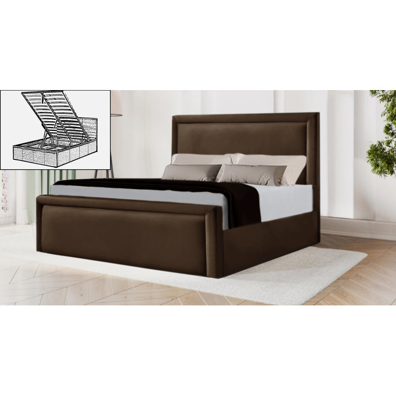 Milan Upholstered Ottoman Storage Bed, Double (4'6), Brown