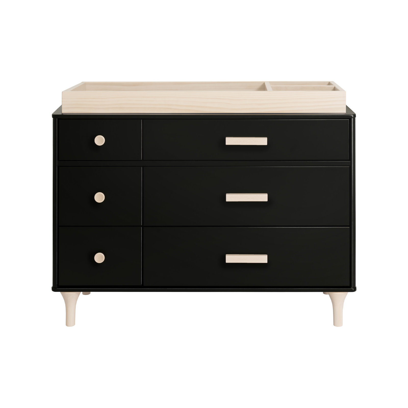 Lolly 6-Drawer Assembled Double Dresser, Black/Washed Natural