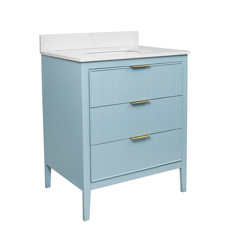Evelyn Bathroom Vanity, Powder Blue/Gold, 30"
