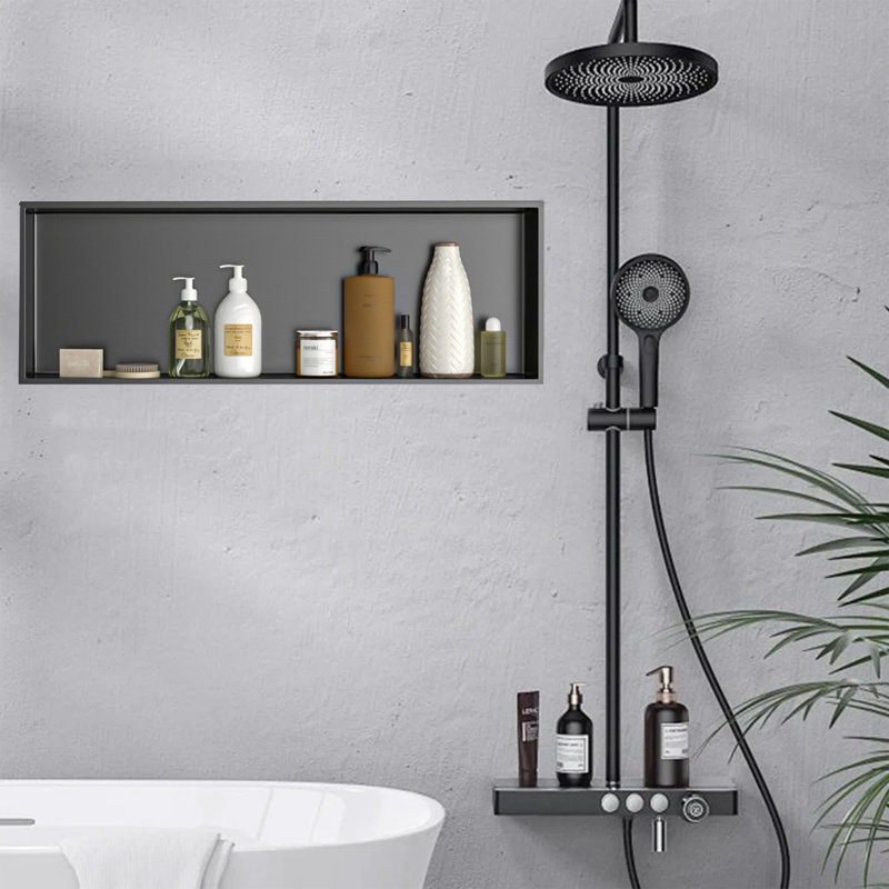 Niche de salle de bain en acier inoxydable, Bronze industriel-noir, H 12 po x l 36 po