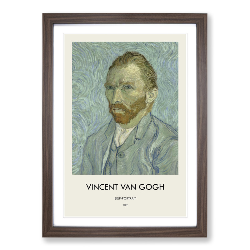 Self Portrait Vol.7 by Vincent Van Gogh - Picture Frame Painting, 48cm H x 36cm W x 2cm D, Walnut