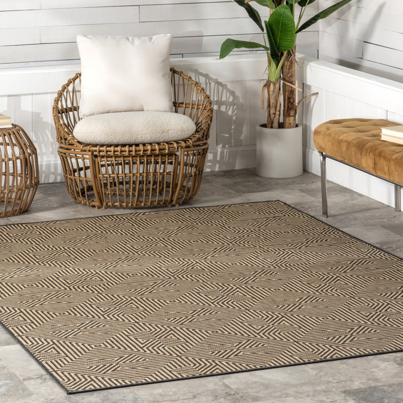 Tapis intérieur / extérieur géométrique Govan, Rectangle 9 pi 6 po x 12 pi