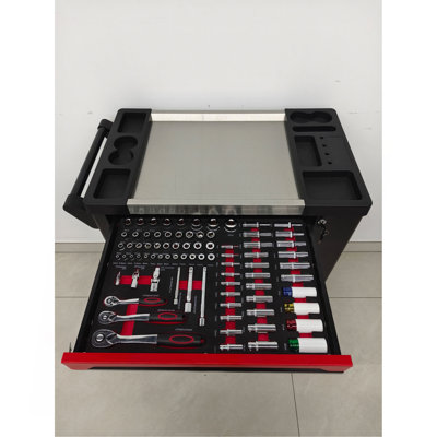 7 Drawer SPCC Rolling Tool Chest with 258-PCS  Complete Tool Set, Heavy Duty Storage Cabinet, Flat Pack, Easy Assembly for Garage Workshop,Wholesale Bulk Supply