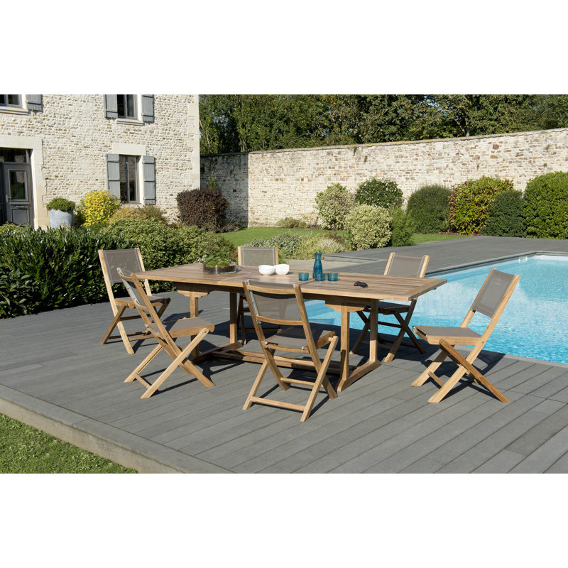 Woehler 6 - Person Teak Wood Patio Dining Set with Rectangular Table