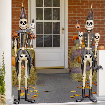 Metal Halloween Skeleton Soldiers (Set Of 2)