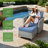 7 - Person Mostly No Assembly Required Patio Furniture Set with Swivel Rocker, Outdoor Wicker Rattan Sectional Seating Group with Cushions, All Weather Sofa Conversation Set with Fire Pit Table for Garden Backyard-1643042251