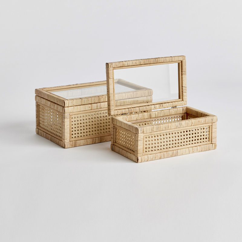 Arnita 2 Piece Handmade Wicker Decorative Box Set