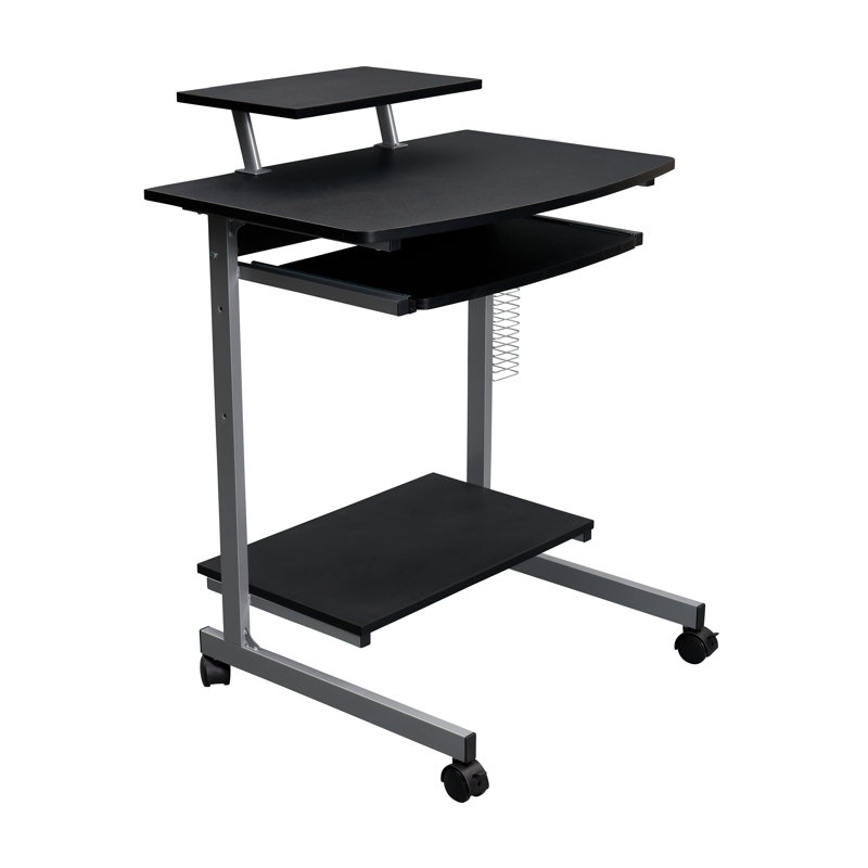 Bureau d'ordinateur rectangulaire avec huche Hurrem, Gris