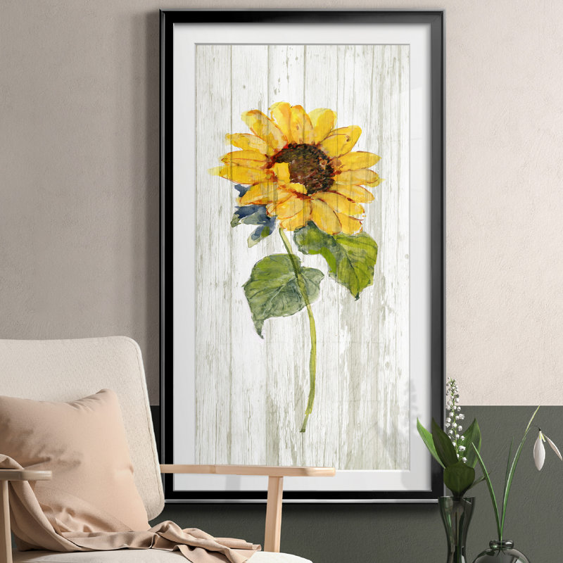 Tournesol en automne I - peinture encadrée, H 14,5 po x l 26,5 po x P 1,5 po, Noir