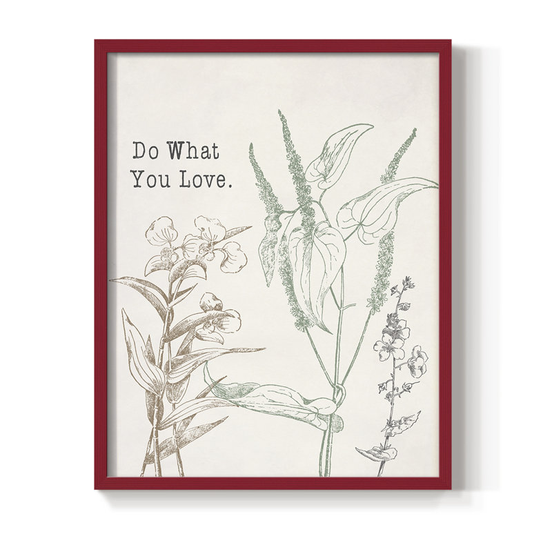 «Do What You Love», reproduction encadrée - bois massif, H 11 po x l 9 po, Rouge