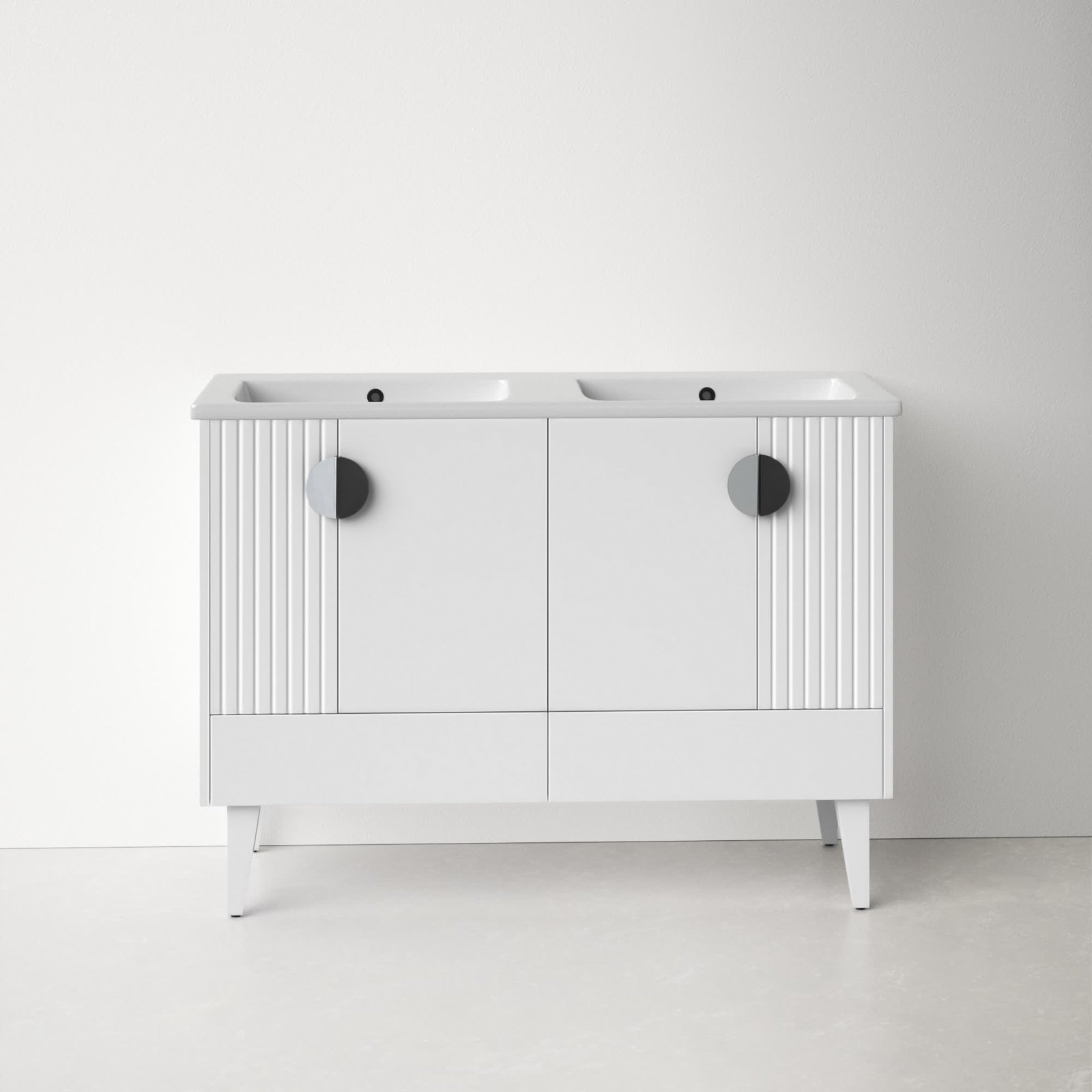 Saimah 47.25'' Double Bathroom Vanity, White Matte, Polished Chrome