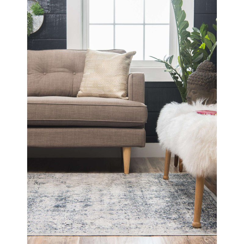 Lanett Oriental Blue/Gray Area Rug, Rectangle 3'1" x 5'3"