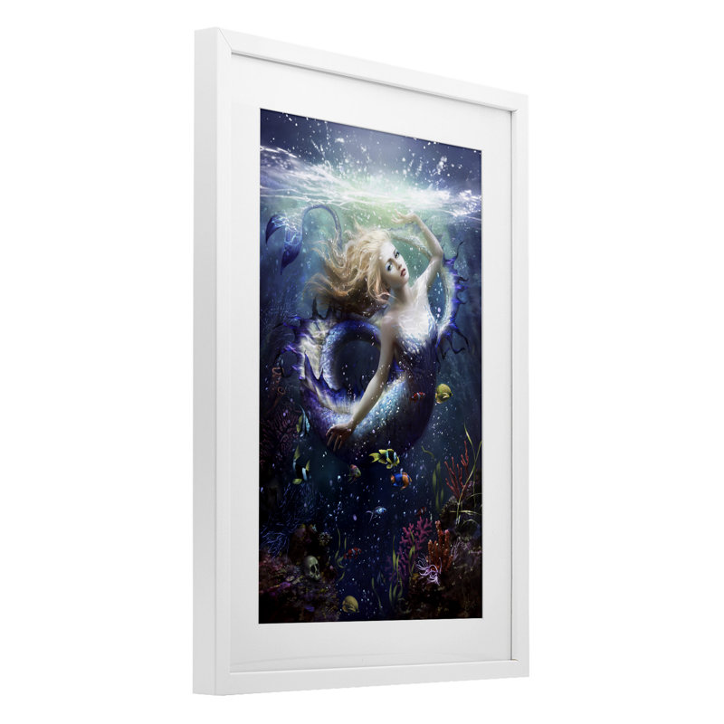 «Deep Sea Mermaid», reproduction sous verre encadrée, design par Melanie Delon, H 20 po x l 14 po