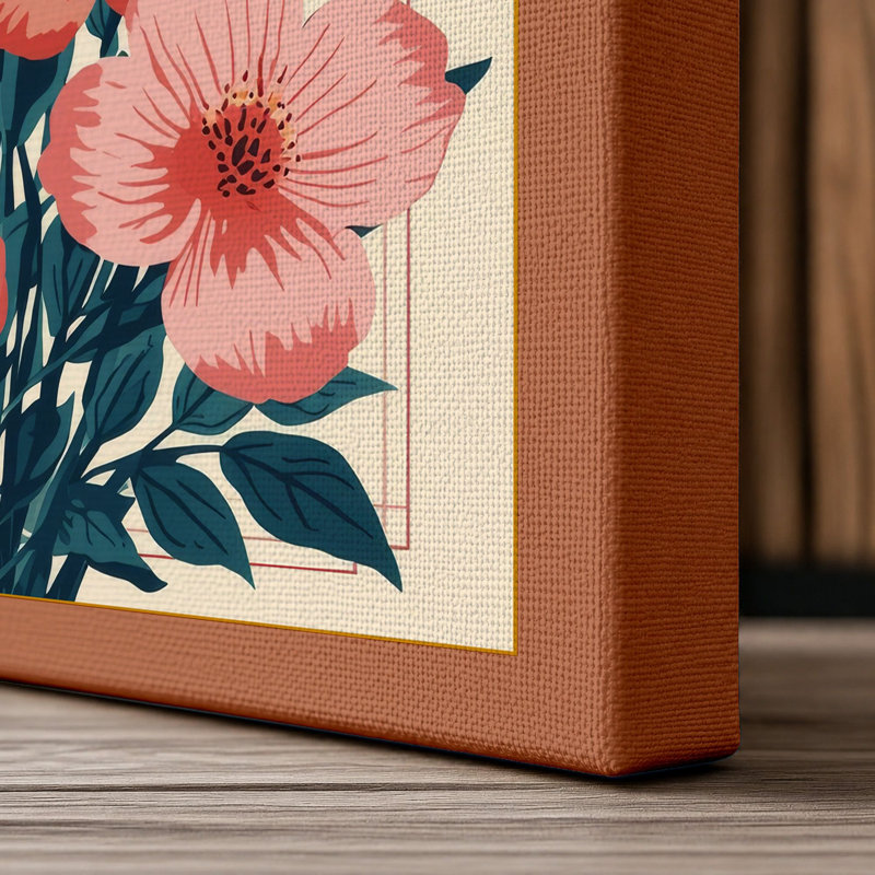 Carnation Bouquet Botanical - Wrapped Canvas, 18x12 - 45.7 x 30.5 cm, Terracotta Border