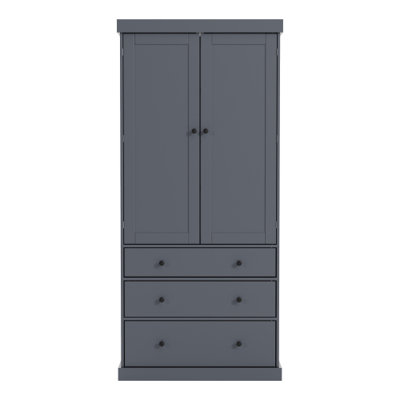 Armoire de rangement de style campagnard sur pied 77 po avec 3 tablettes réglables, 8 tablettes de porte, 3 tiroirs pour la cuisine, la salle à manger, gris Topmax