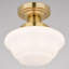 Luminaire semi-encastré à col de cygne traditionnel à 1 lumière de 12 po de large Eastgate, abat-jour en verre opale givré blanc, compatible DEL, pour plafonds bas, chambre à coucher, couloir, cuisine-875903778-913073599