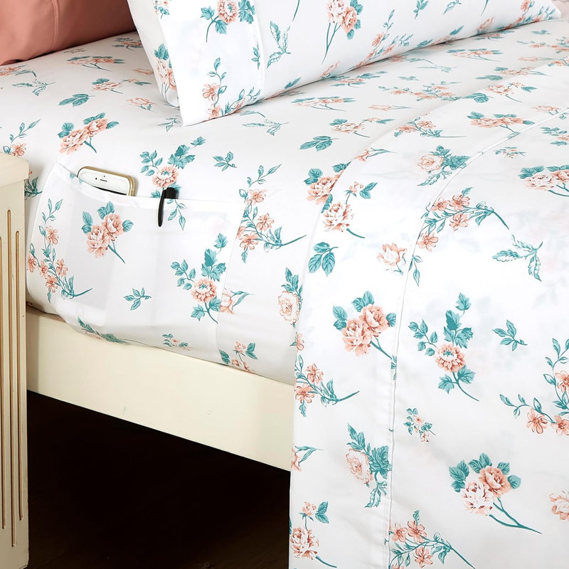 Polyester Floral - Set of 6, Queen Sheet Set