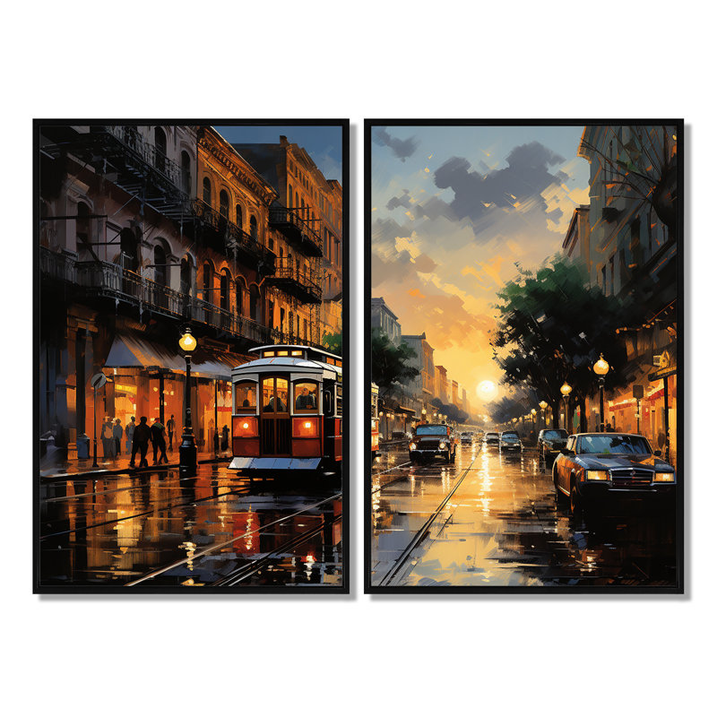 Paysage urbain de la Nouvelle-Orléans Comes Alive At Night I - Art mural orange, Black, 36" H x 48" W