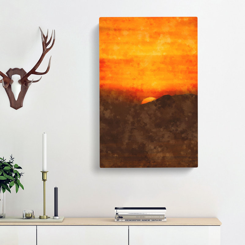 Orange Sunset Abstract - Wrapped Canvas Painting, 60cm H x 40cm W x 3cm D