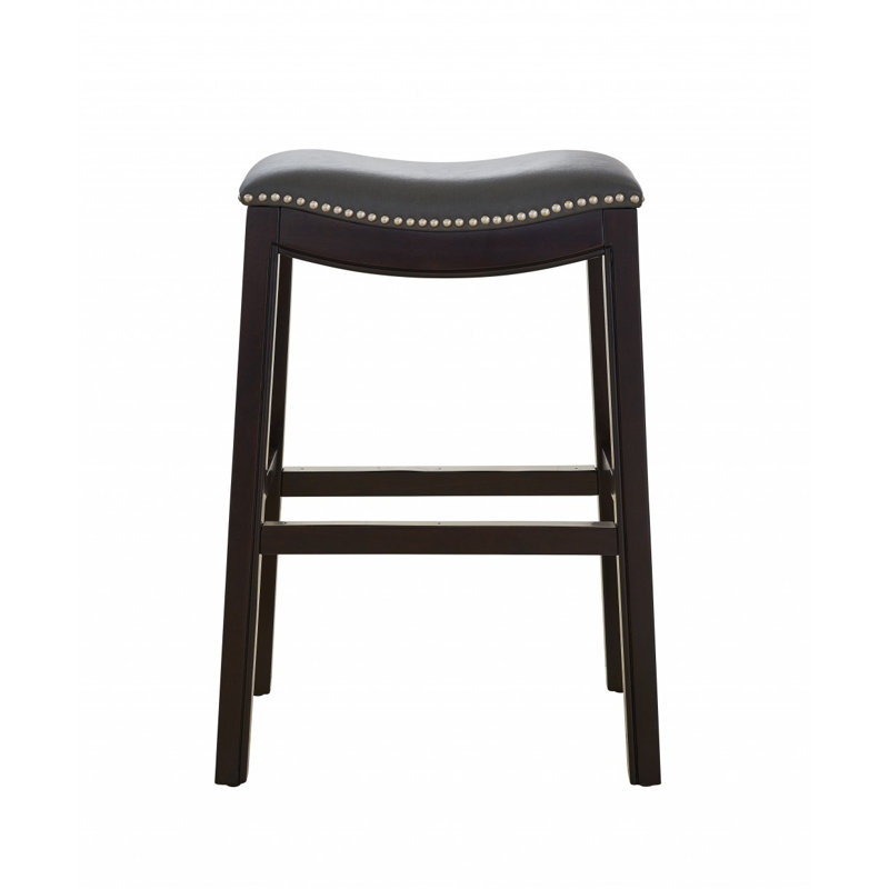 Hasitha Upholstered Counter Stool with Solid Wood Frame, Gray, Counter Stool (25” Seat Height)
