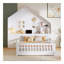 Lit double pleine grandeur avec fenêtre et tiroirs de chevet, lit plateforme avec tablettes et ensemble de prises et port USB, blanc-594584480