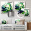 «Green and White Abstract Ink Expression V», art mural abstrait en métal-1891249200