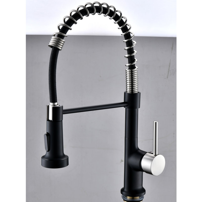 GAWEZA Pull Down Kitchen Faucet, Black/Silver