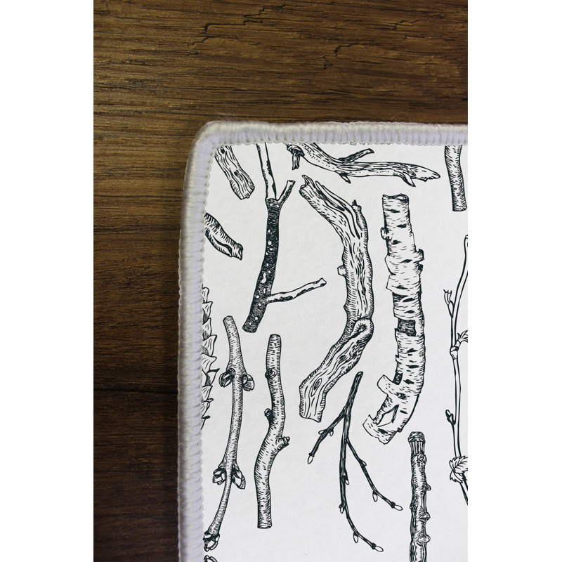Tapis noir / blanc en polyester tissé à la machine, Rectangle 3 pi 11 po x 5 pi 11 po