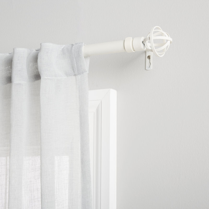 Trevoux Adjustable Single Curtain Rod, 36" - 72", Black