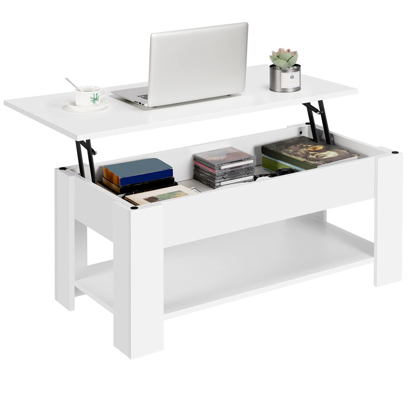 Alphy Lift Top Coffee Table with Storage, White