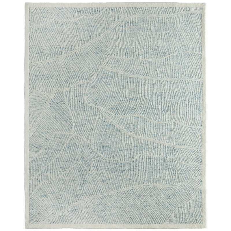 Tapis floral et botanique moderne Timitra,  Blue, Rectangulaire 8 pi x 10 pi