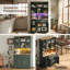 Tall Kitchen Cabinet with RGB LED, Arched Glass Doors & Vintage Grey-Green