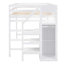 Lit mezzanine double avec garde-robe et escalier de rangement intégrés-965889006