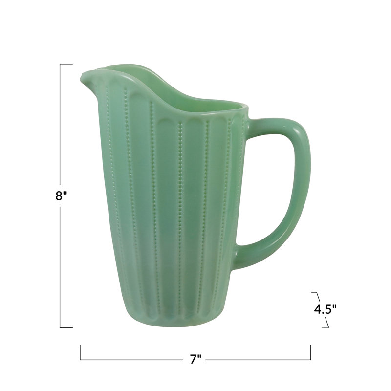 Emerald Pressed Milk Glass Pitcher