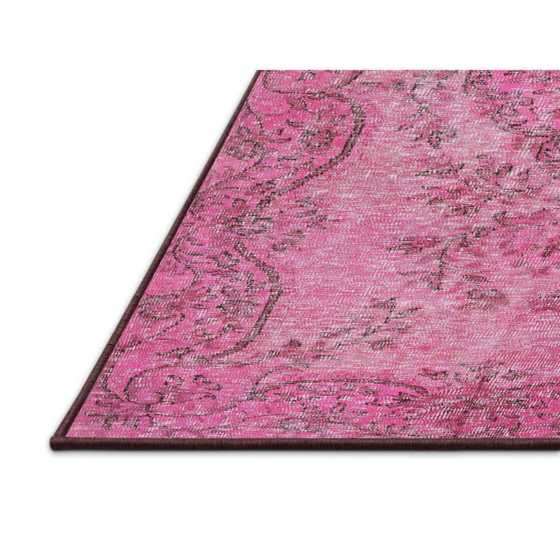 Tapis traditionnel rose / gris, Rectangle 5 pi x 7 pi