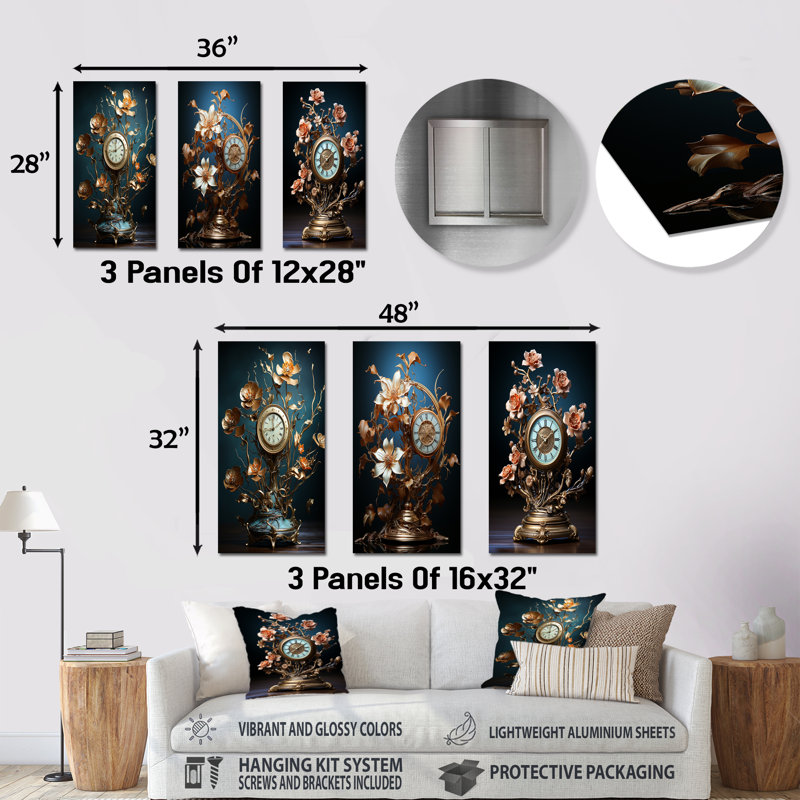 Ensemble de 3 décorations murales fantastiques en métal surréel, H 32 po x l 48 po