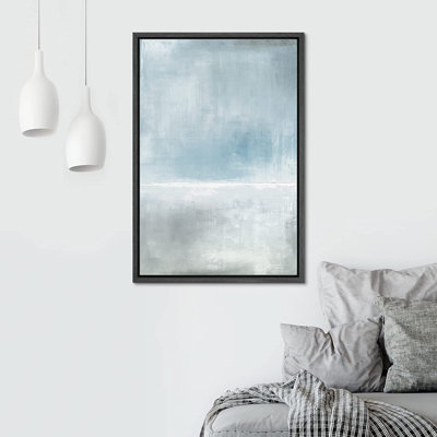 " Blue Gray Landscape Abstract Shapes " Painting Print