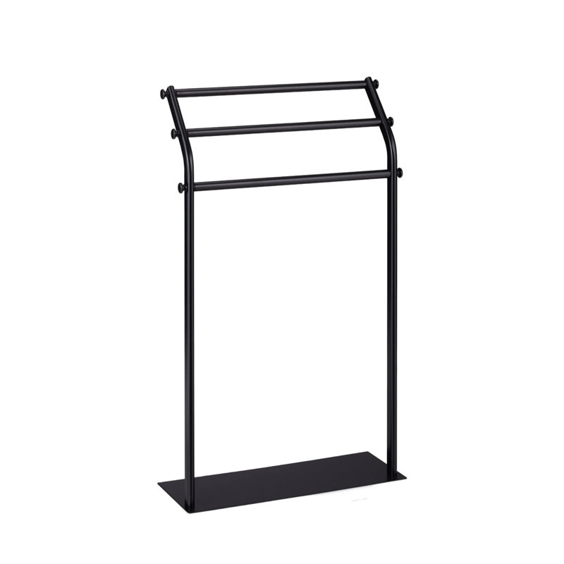 Three Rails Iron Freestanding Blanket Stand Black