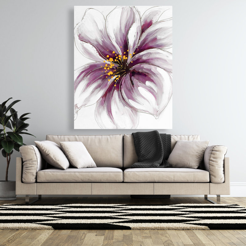 Orchidée mauve - toile florale grise pour une décoration intérieure élégante