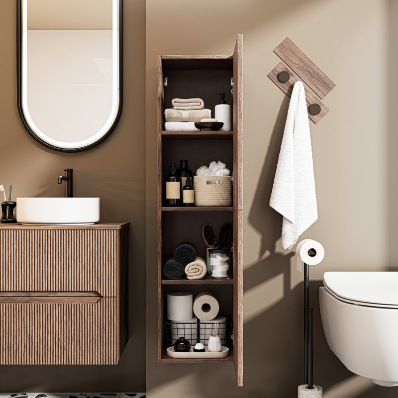 PERLA 130 cm Tall Bathroom Cabinet, , Warmia Walnut