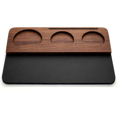 Tapis de tassage pour espresso 58 mm, tapis à café en noyer et cuir, organisateur de station de tassage pour machine à expresso, rangement pour outils de barista