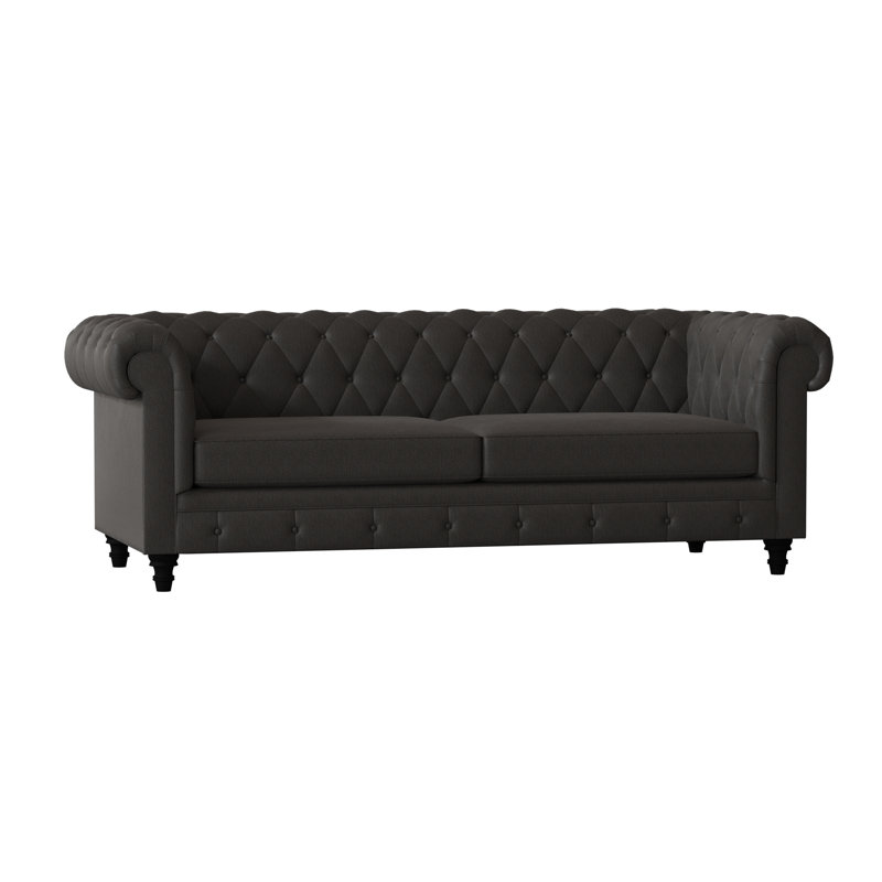 Canapé Chesterfield à accoudoirs roulés, Ébène Key, Standard, Noir