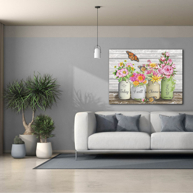 «Bouquets Of Inspiration E» par Jean Plout, art mural sur toile, H 40 po x l 54 po x P 1,5 po