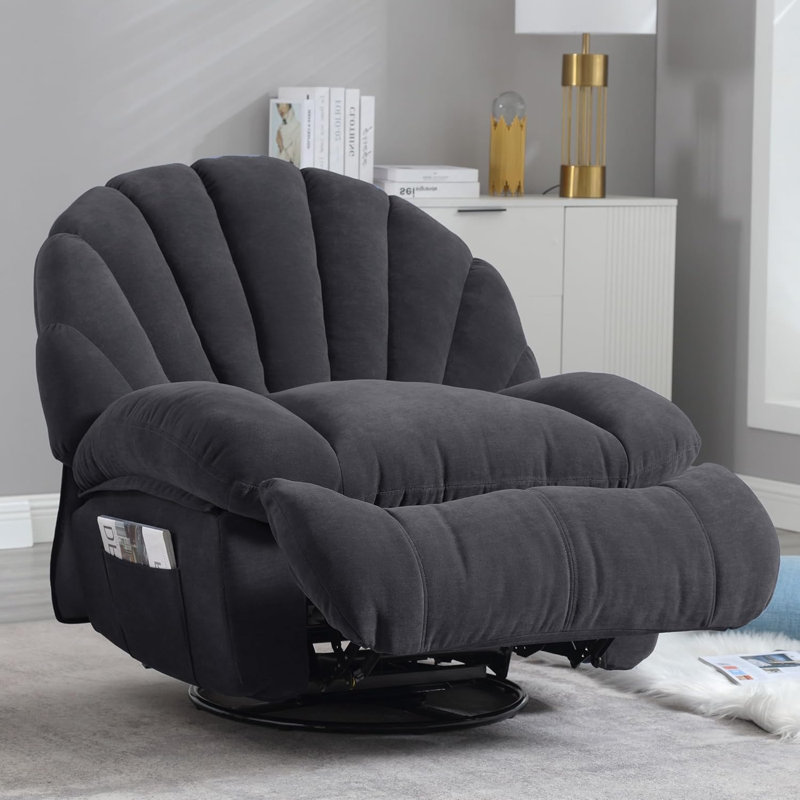 Fauteuil inclinable et pivotant large de style moderne, Gris, Manuel